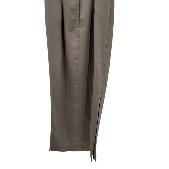 Vintage Womens Satin Sheath Gown Side Slit Size XS Taupe Neutral Cocktail Party - Picture 11 of 12